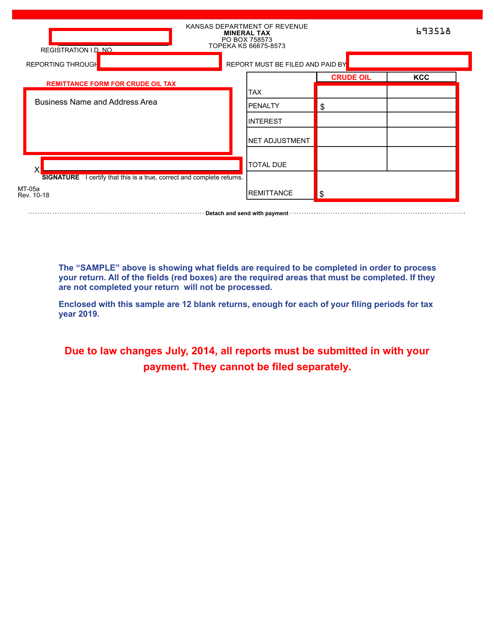 Form MT-05A 2019 Printable Pdf