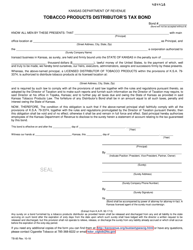 Document preview: Form TB-85 Tobacco Products Distributor's Tax Bond - Kansas