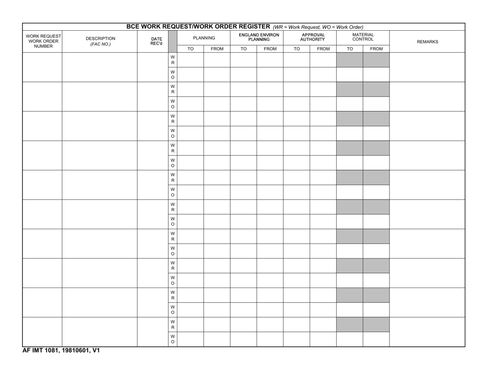 AF IMT Form 1081 - Fill Out, Sign Online and Download Fillable PDF ...