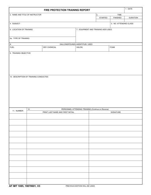 AF IMT Form 1085  Printable Pdf