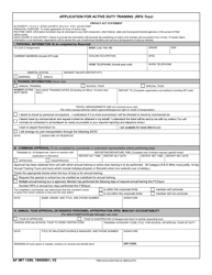 Document preview: AF IMT Form 1289 Application for Active Duty Training (Rpa Tour)