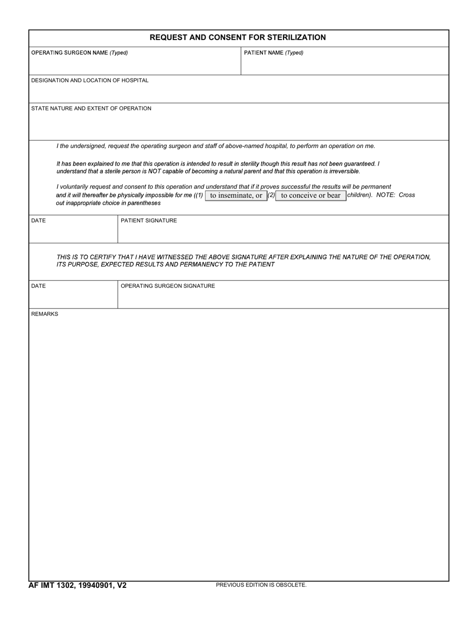 AF IMT Form 1302 Fill Out, Sign Online and Download Fillable PDF