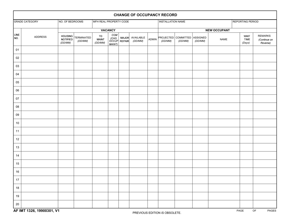 AF IMT Form 1326 - Fill Out, Sign Online and Download Fillable PDF ...