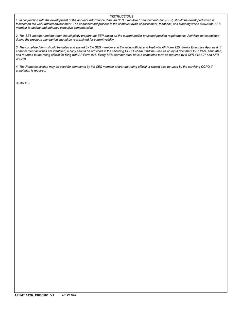 AF IMT Form 1426 Senior Executive Service - Executive Enhancement Plan, Page 2