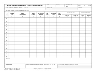 Document preview: AF IMT Form 1764 Major Assembly/Component Status Change Report