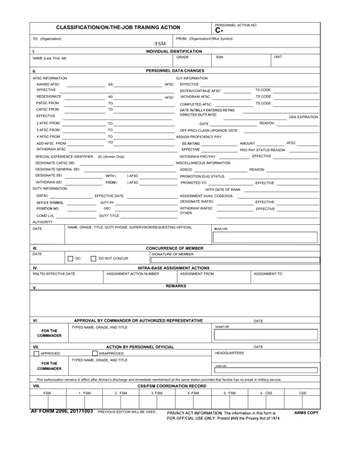 AF Form 2096  Printable Pdf