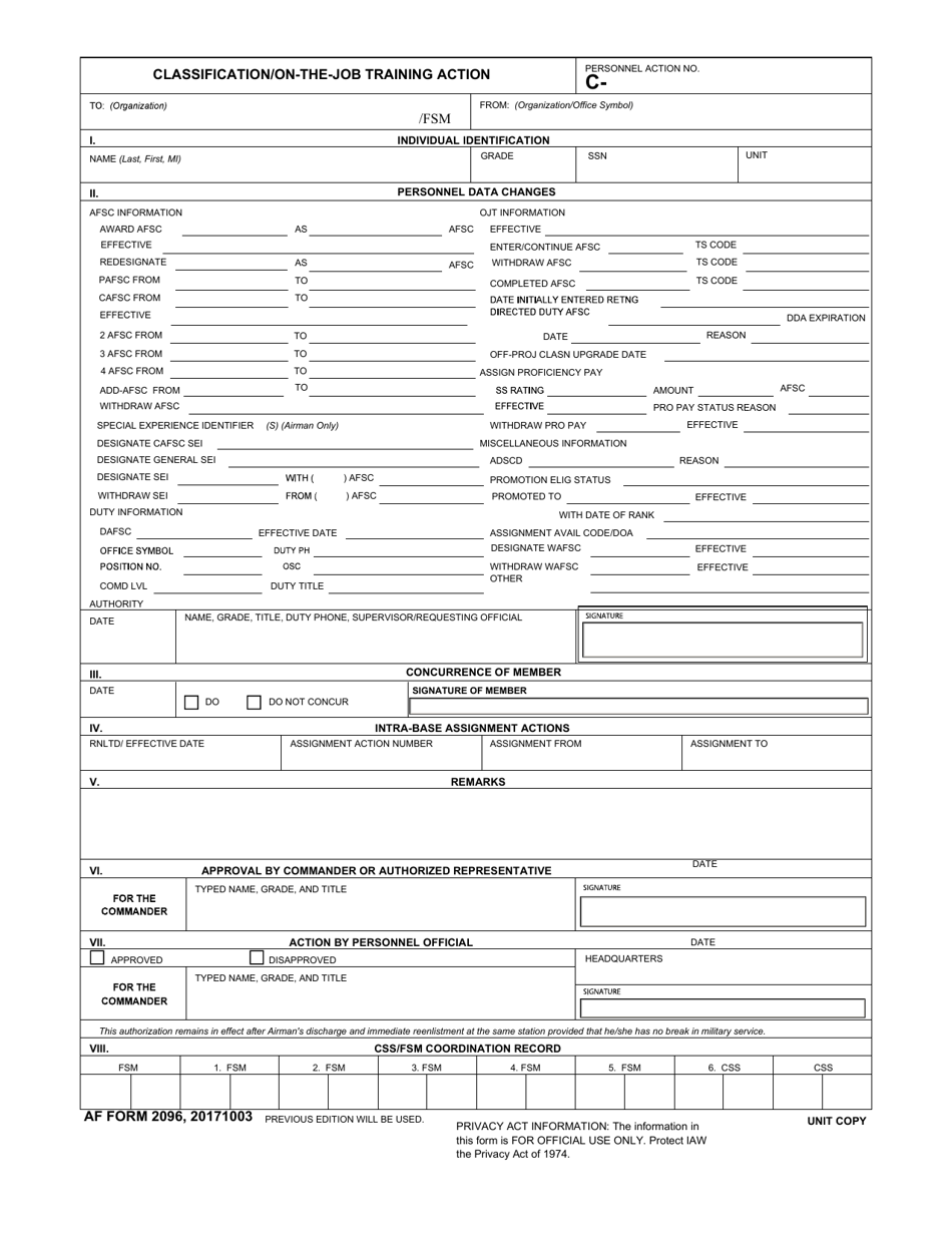 AF Form 2096 Classification / On-The-Job Training Action, Page 5