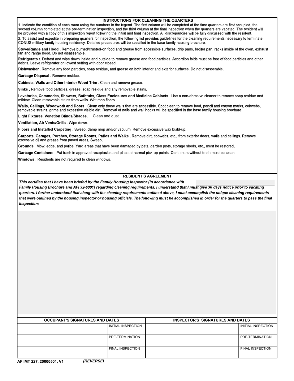 AF IMT Form 227 Quarters Condition Inspection Report, Page 4