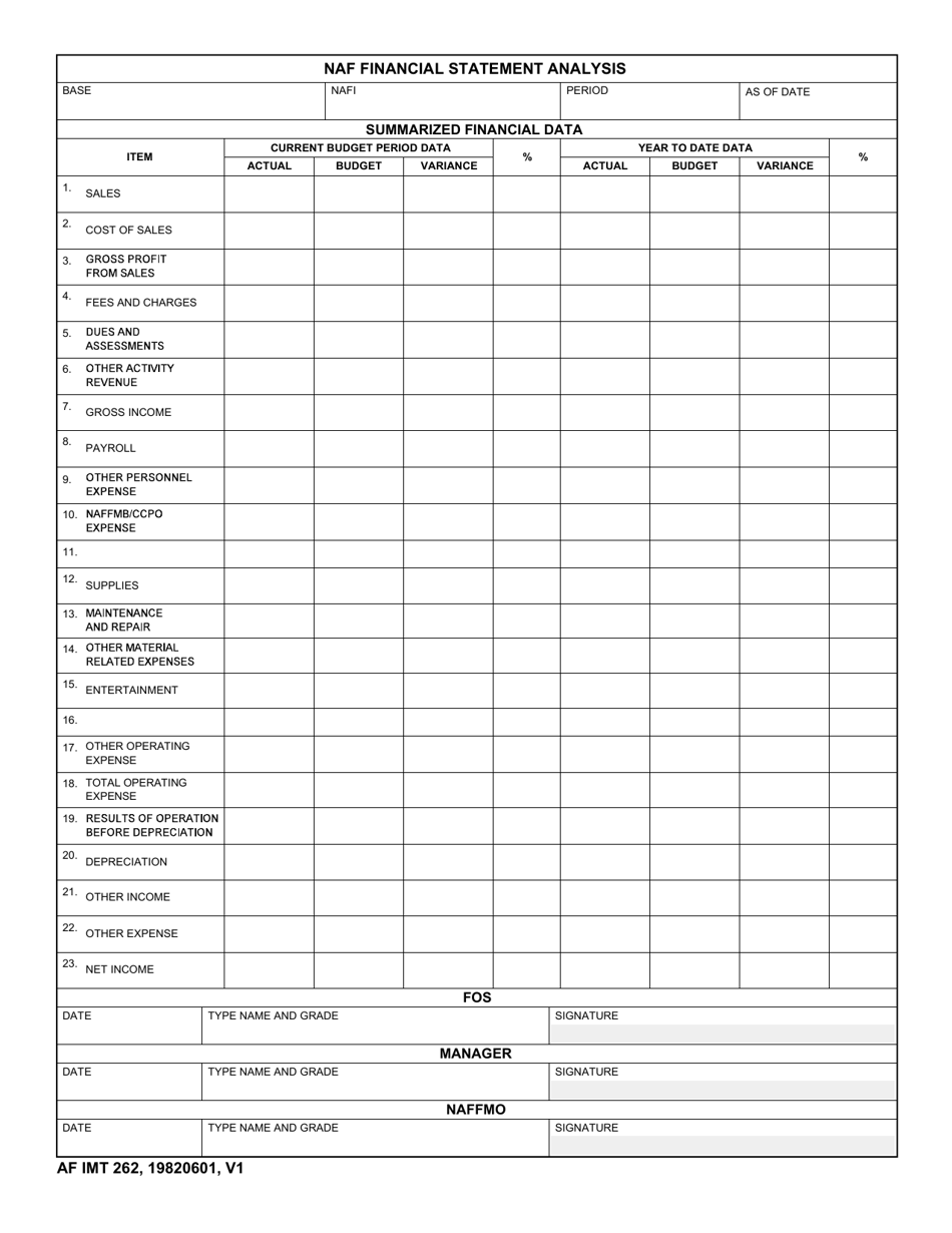 AF IMT Form 262 - Fill Out, Sign Online and Download Fillable PDF ...