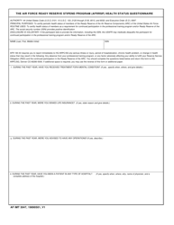 Document preview: AF IMT Form 3047 The Air Force Ready Reserve Stipend Program (Afrrsp) Health Status Questionnaire