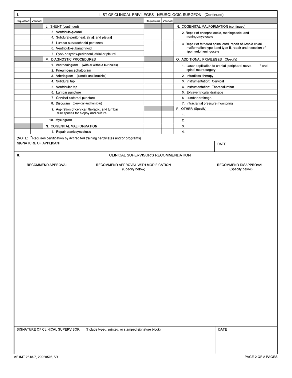 AF IMT Form 2818-7 - Fill Out, Sign Online and Download Printable PDF ...