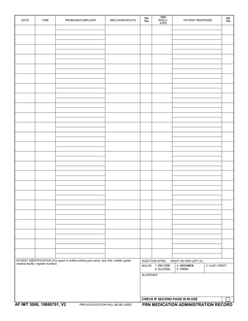 AF IMT Form 3068  Printable Pdf