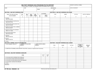 Document preview: AF IMT Form 324 Military Working Dog Program Status Report