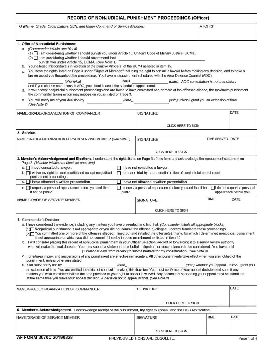 AF Form 3070C - Fill Out, Sign Online and Download Fillable PDF ...