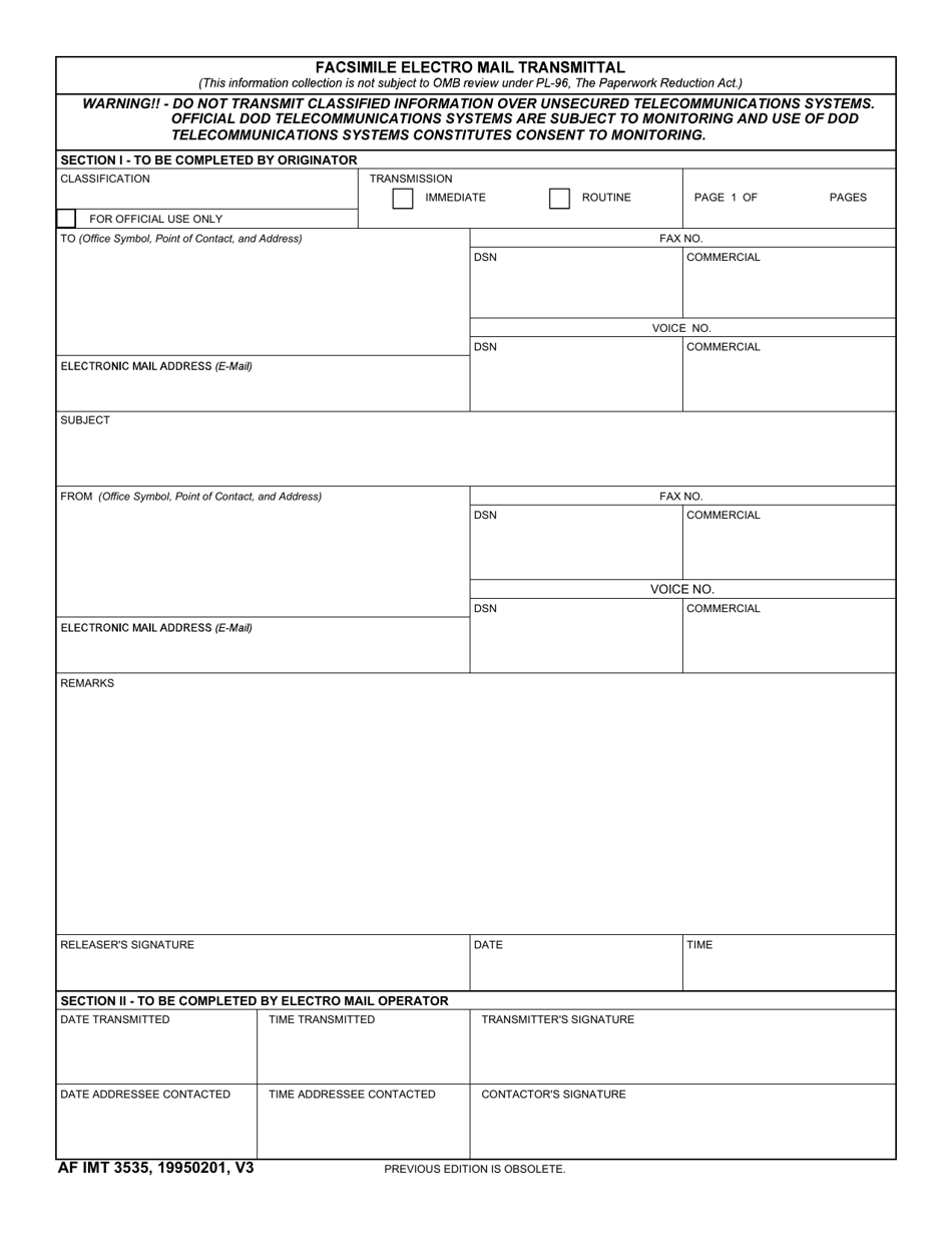 AF IMT Form 3535 - Fill Out, Sign Online and Download Fillable PDF ...