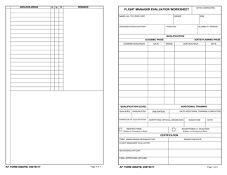 Document preview: AF Form 3862FM Flight Manager Evaluation Worksheet