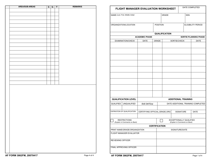 AF Form 3862FM Flight Manager Evaluation Worksheet