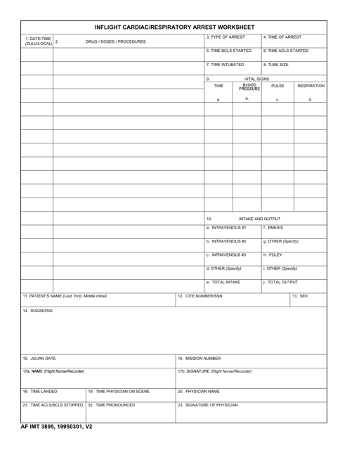 AF IMT Form 3895 Inflight Cardiac/Respiratory Arrest Worksheet