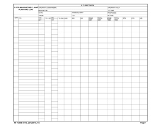Document preview: AF Form 4116 C-130 Navigator Flight Plan and Log