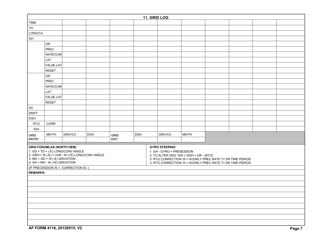 AF Form 4116 C-130 Navigator Flight Plan and Log, Page 7