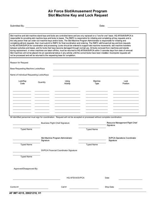 AF IMT Form 4315  Printable Pdf