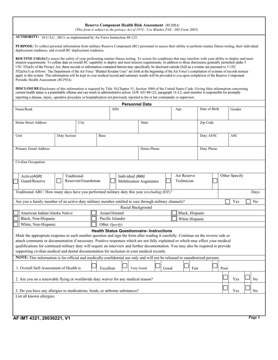 AF IMT Form 4321 - Fill Out, Sign Online and Download Fillable PDF ...