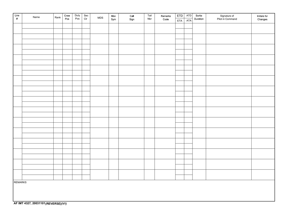 AF IMT Form 4327 Arms Fighter Flight Authorization, Page 2