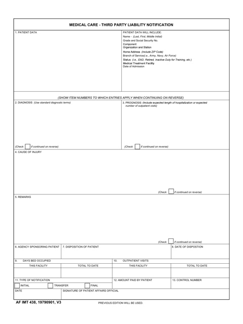 AF IMT Form 438 Download Fillable PDF Or Fill Online Medical Care Third 