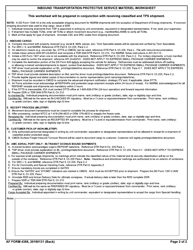 AF Form 4388 Inbound Transportaton Protective Service Material Worksheet, Page 2