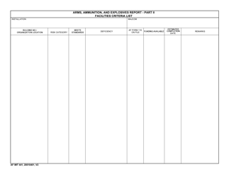AF IMT Form 441 Arms, Ammunition, and Explosive Report - Part 1, Losses, Thefts, and Recoveries and Part II Facilities Criteria List, Page 2