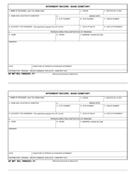 Document preview: AF IMT Form 593 Interment Record - Base Cemetery