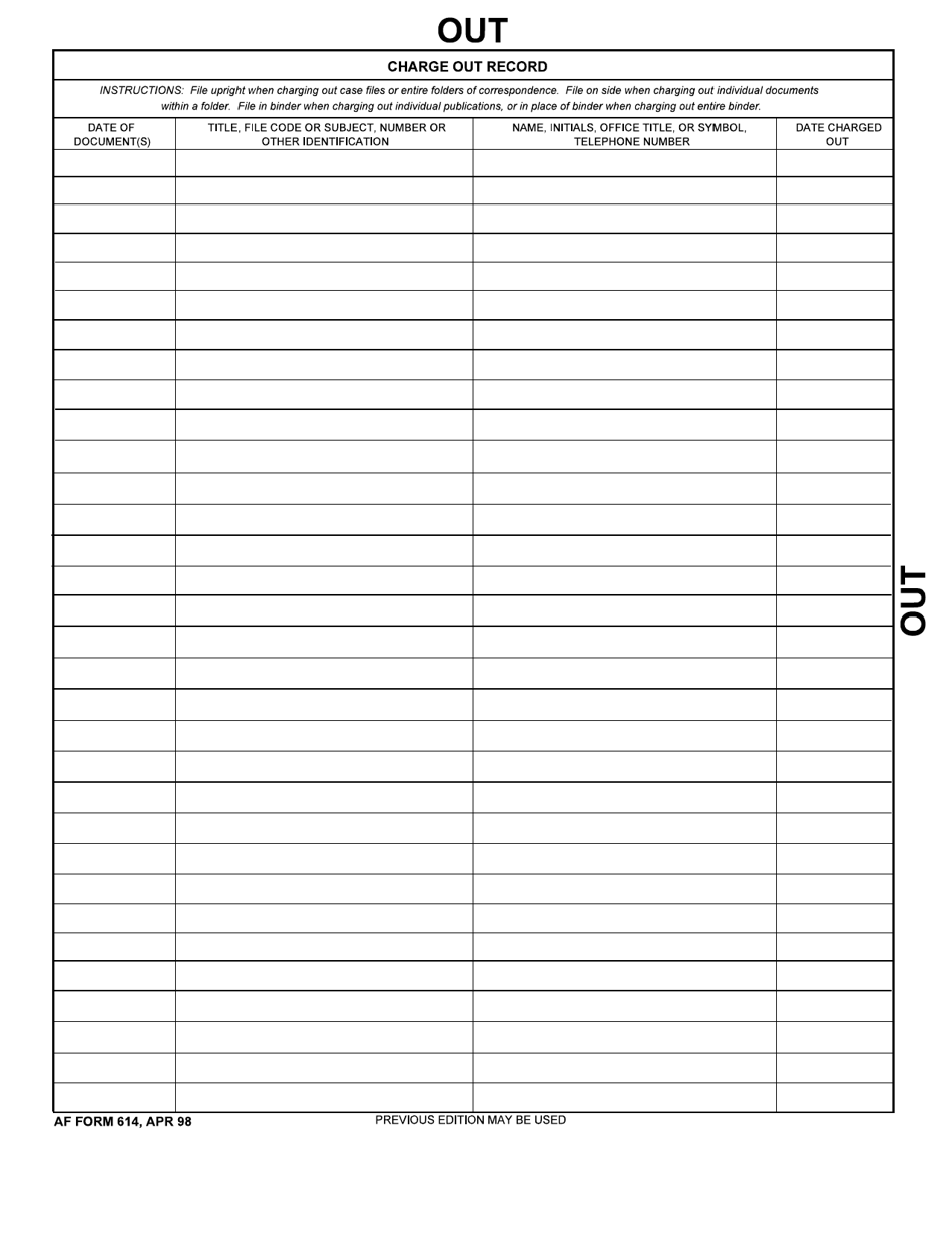 AF Form 614 - Fill Out, Sign Online and Download Fillable PDF ...