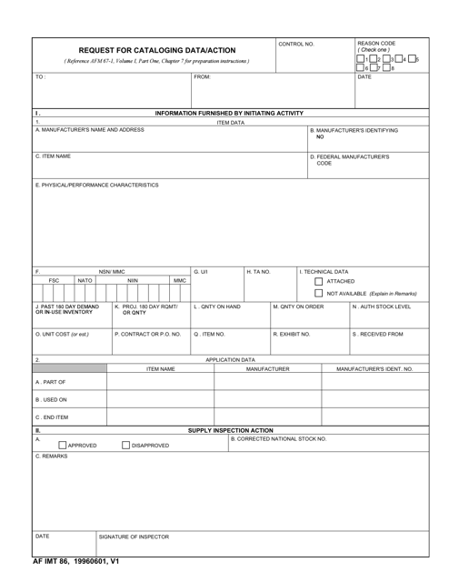 AF IMT Form 86  Printable Pdf