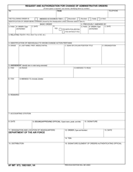 Document preview: AF IMT Form 973 Request and Authorization for Change of Administrative Orders