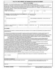 Document preview: AF Form 964 PCS, TDY, Deployment, or Training Declination Statement