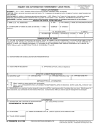 Document preview: AF Form 972 Request and Authorization for Emergency Leave Travel