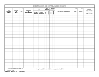 AF IMT Form 861 Base/Transient Job Control Number Register, Page 2