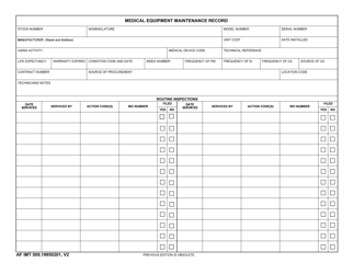 Document preview: AF IMT Form 509 Medical Equipment Maintenance Record
