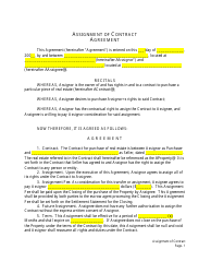 Assignment of Contract Agreement Template