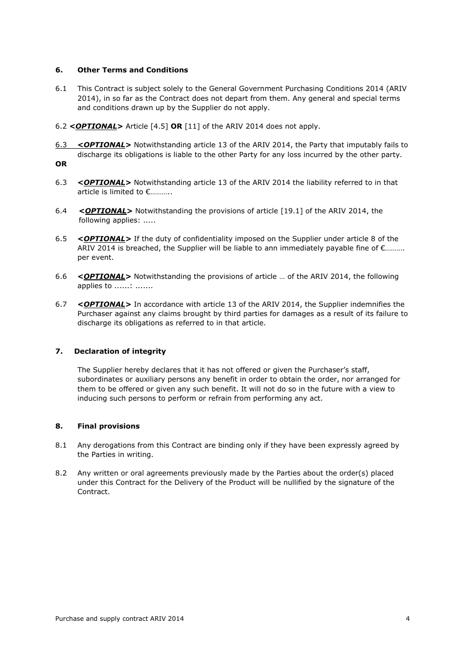 Purchase and Supply Contract Template - Netherlands, Page 4