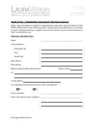 Document preview: Intake Form - Cohabitation Agreement / Marriage Contract - Lauraverdin Notary Public