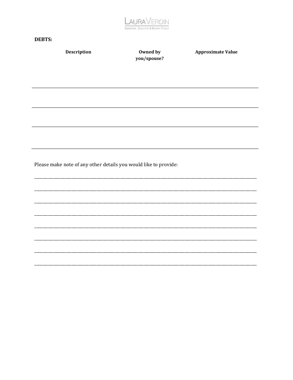 Intake Form - Cohabitation Agreement / Marriage Contract - Lauraverdin Notary Public, Page 5