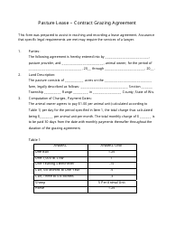 &quot;Pasture Lease - Contract Grazing Agreement Template&quot;