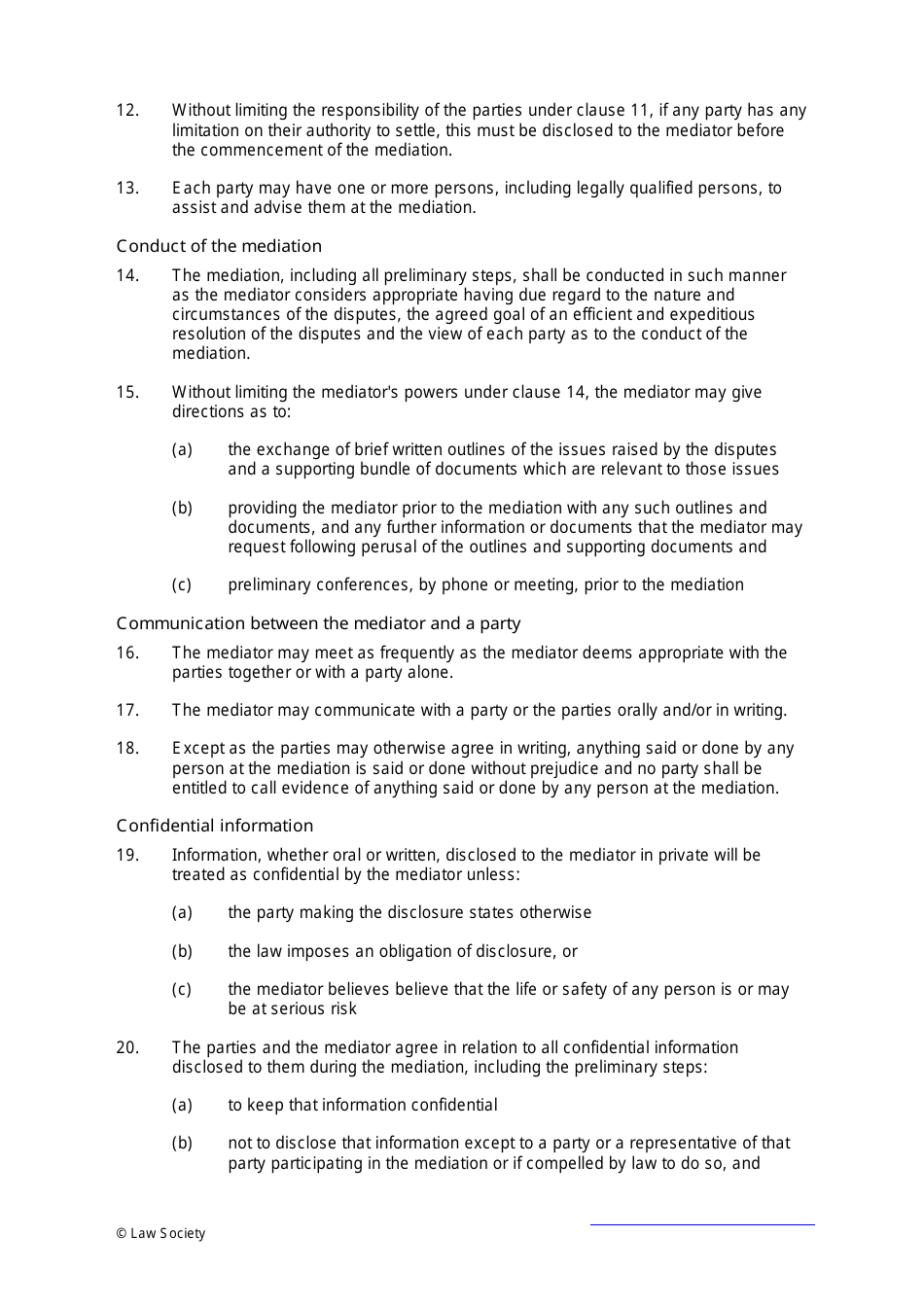 Sample Mediation Agreement Template - Law Society, Page 3