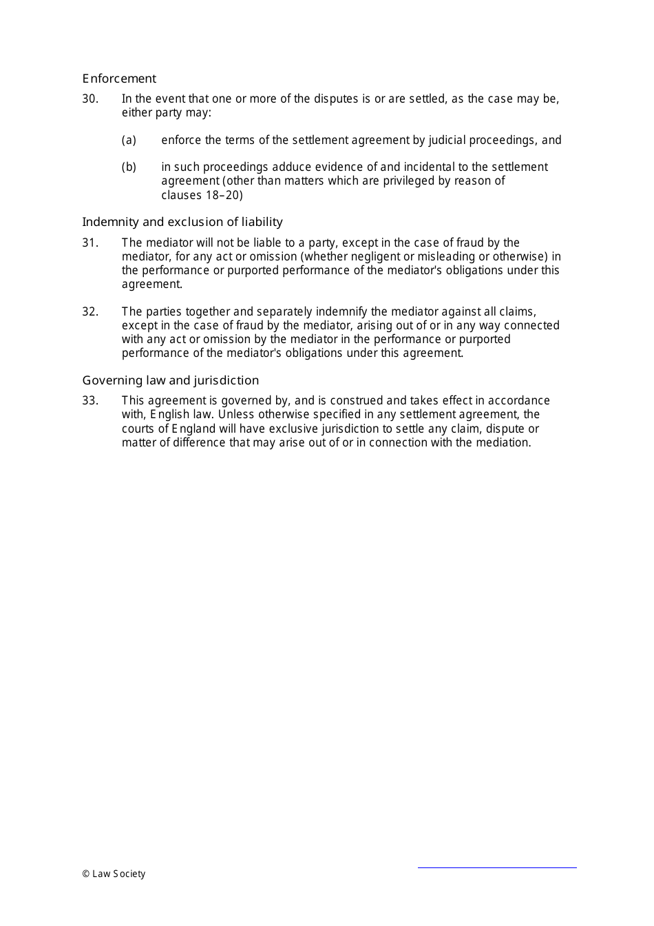 Sample Mediation Agreement Template Law Society Fill Out, Sign