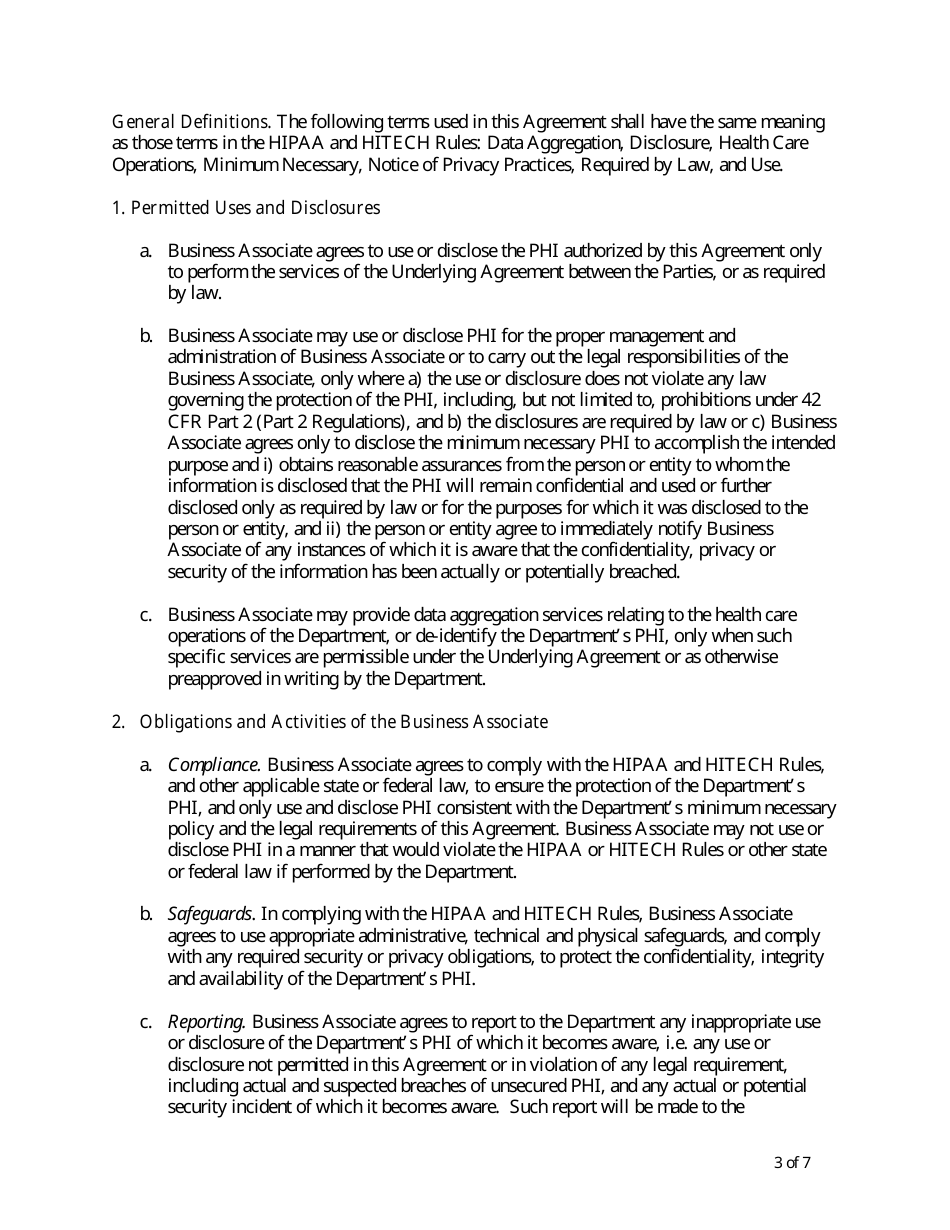 Business Associate Agreement Template - Maine, Page 3