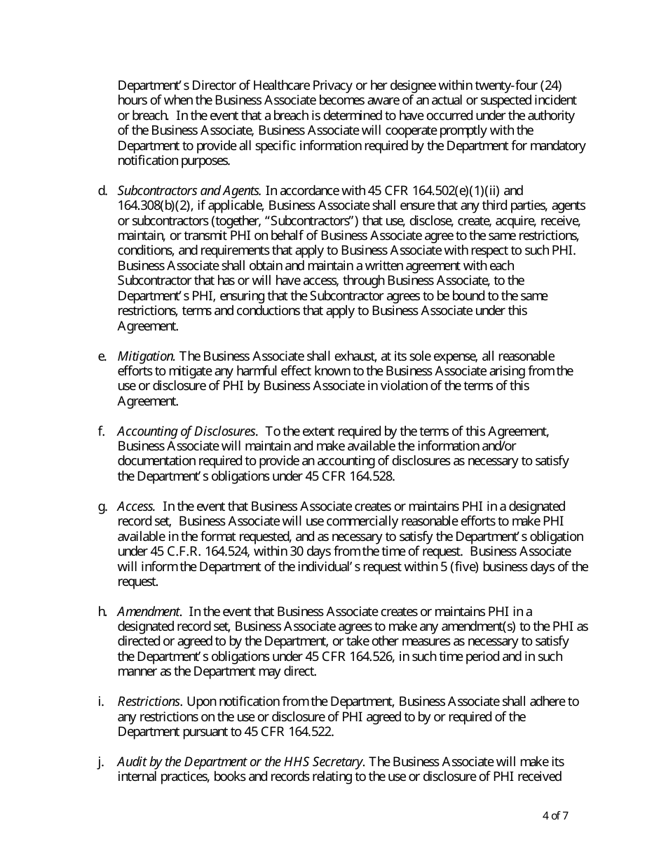 Business Associate Agreement Template - Maine, Page 4