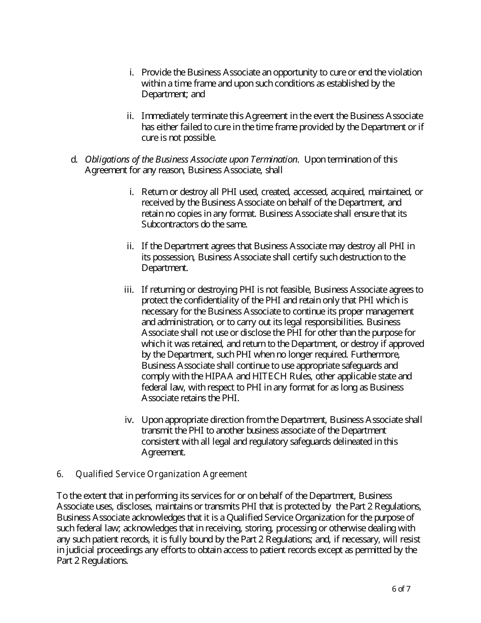 Business Associate Agreement Template - Maine, Page 6