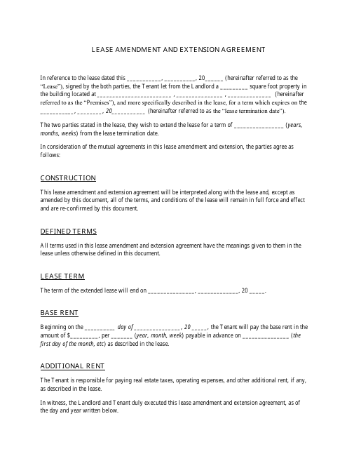 Lease Amendment and Extension Agreement Template