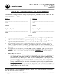 Document preview: Form TRT/DOC/00407 Cross Access/Common Driveway/Cross Parking Agreement Template - City of Phoenix, Arizona
